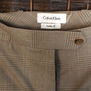 CALVIN KLEIN Brown Plaid Modern Fit Dress Pants Size 12 NWT